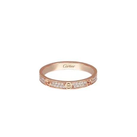 Cartier Metallic Rose Gold Mini Diamond Love Ring One Size