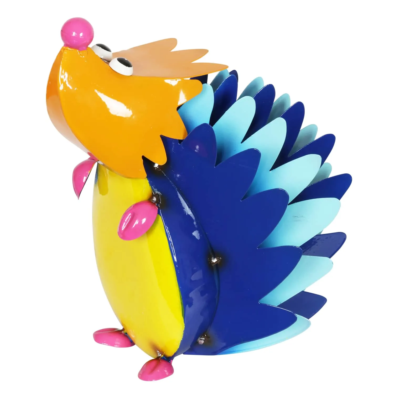 Colorful Metal Hedgehog Statuary, 8 Inch