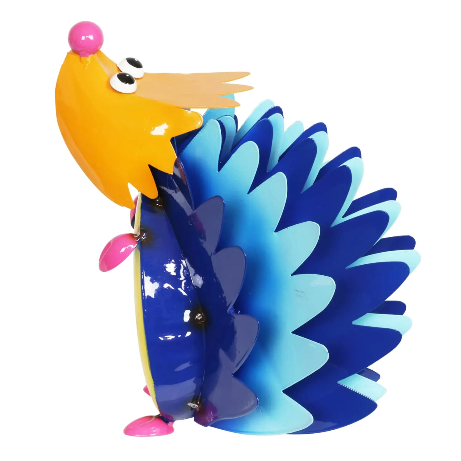 Colorful Metal Hedgehog Statuary, 8 Inch