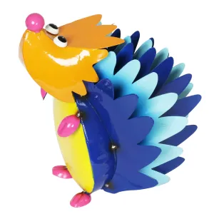 Colorful Metal Hedgehog Statuary, 8 Inch