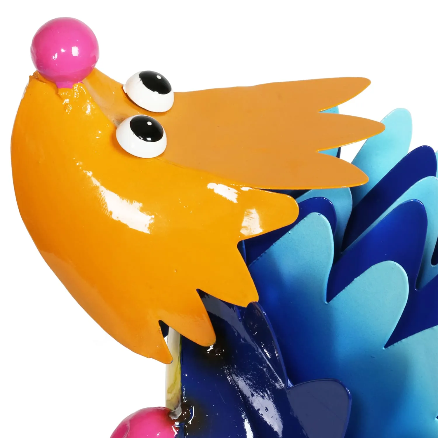 Colorful Metal Hedgehog Statuary, 8 Inch
