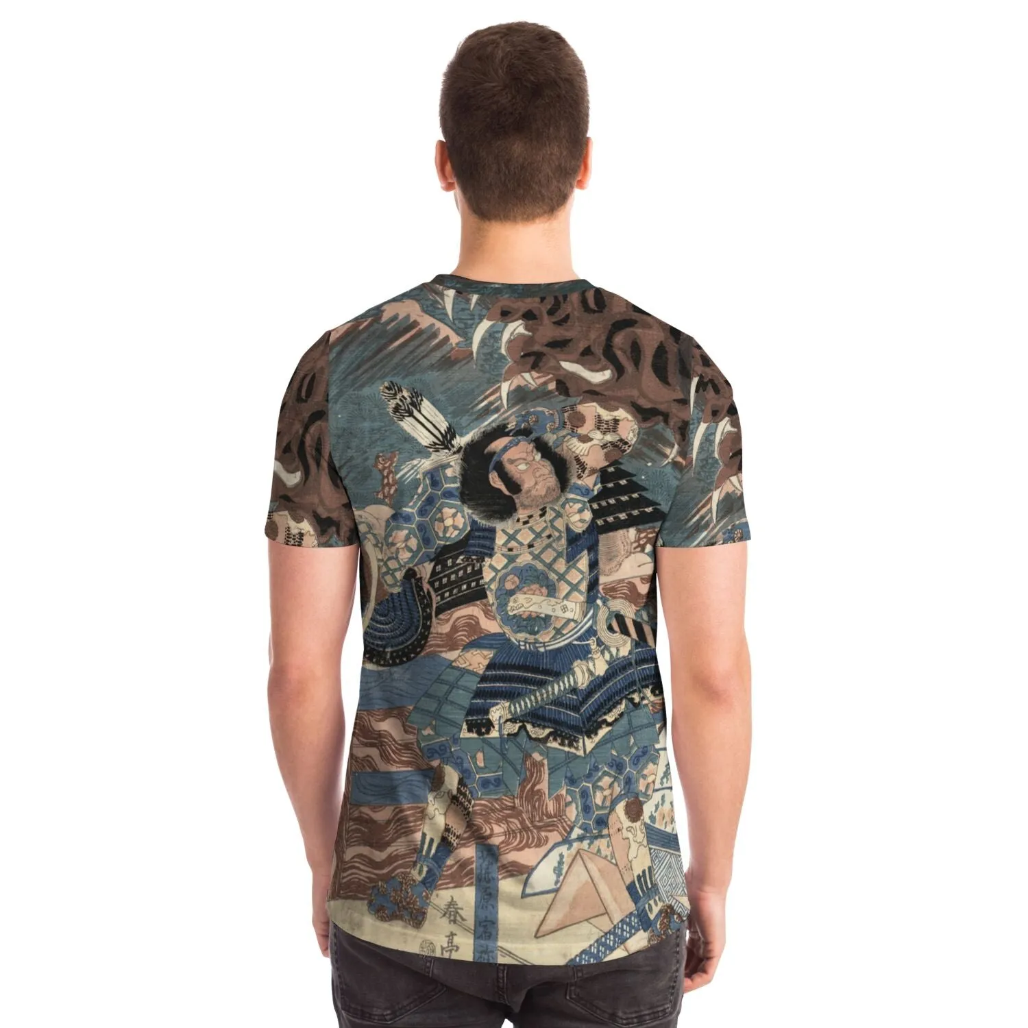 Fujiwara No Hidesato Fights the Giant Centipede Mukade | Vintage Japanese Samurai Mythology Graphic Art Tshirt
