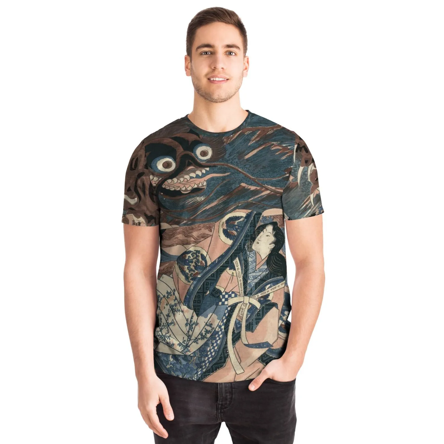 Fujiwara No Hidesato Fights the Giant Centipede Mukade | Vintage Japanese Samurai Mythology Graphic Art Tshirt