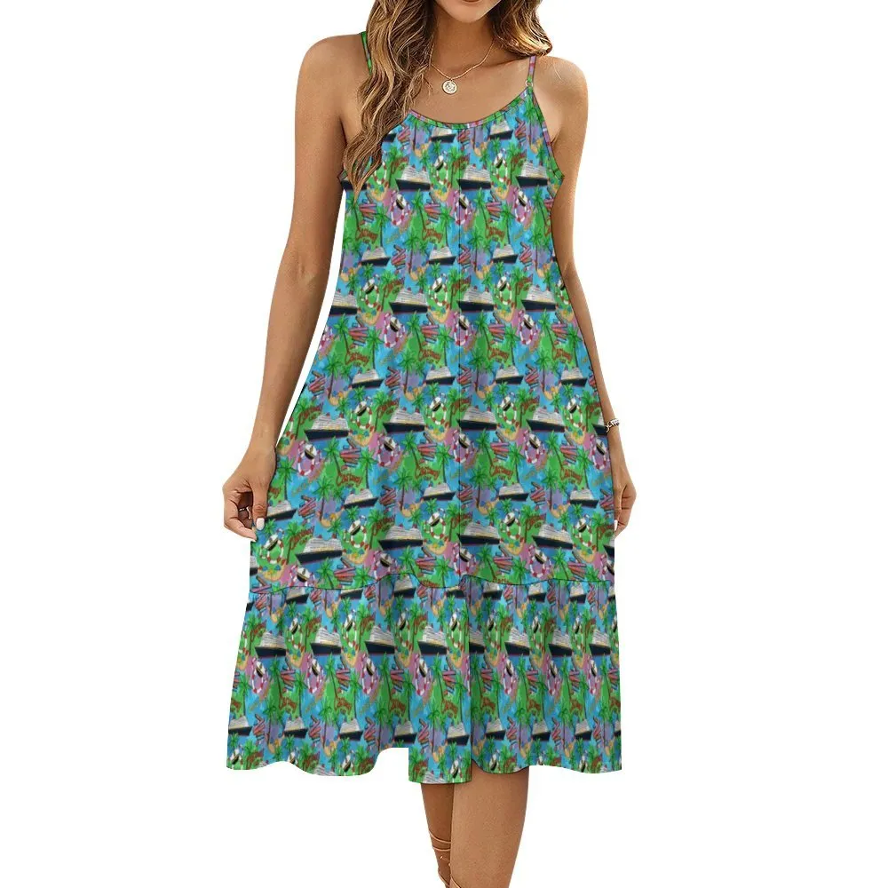 Let's Cruise Suspender Sleeveless Dress