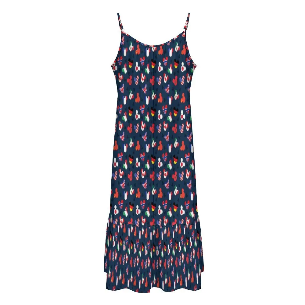 Mickey Flags Suspender Sleeveless Dress