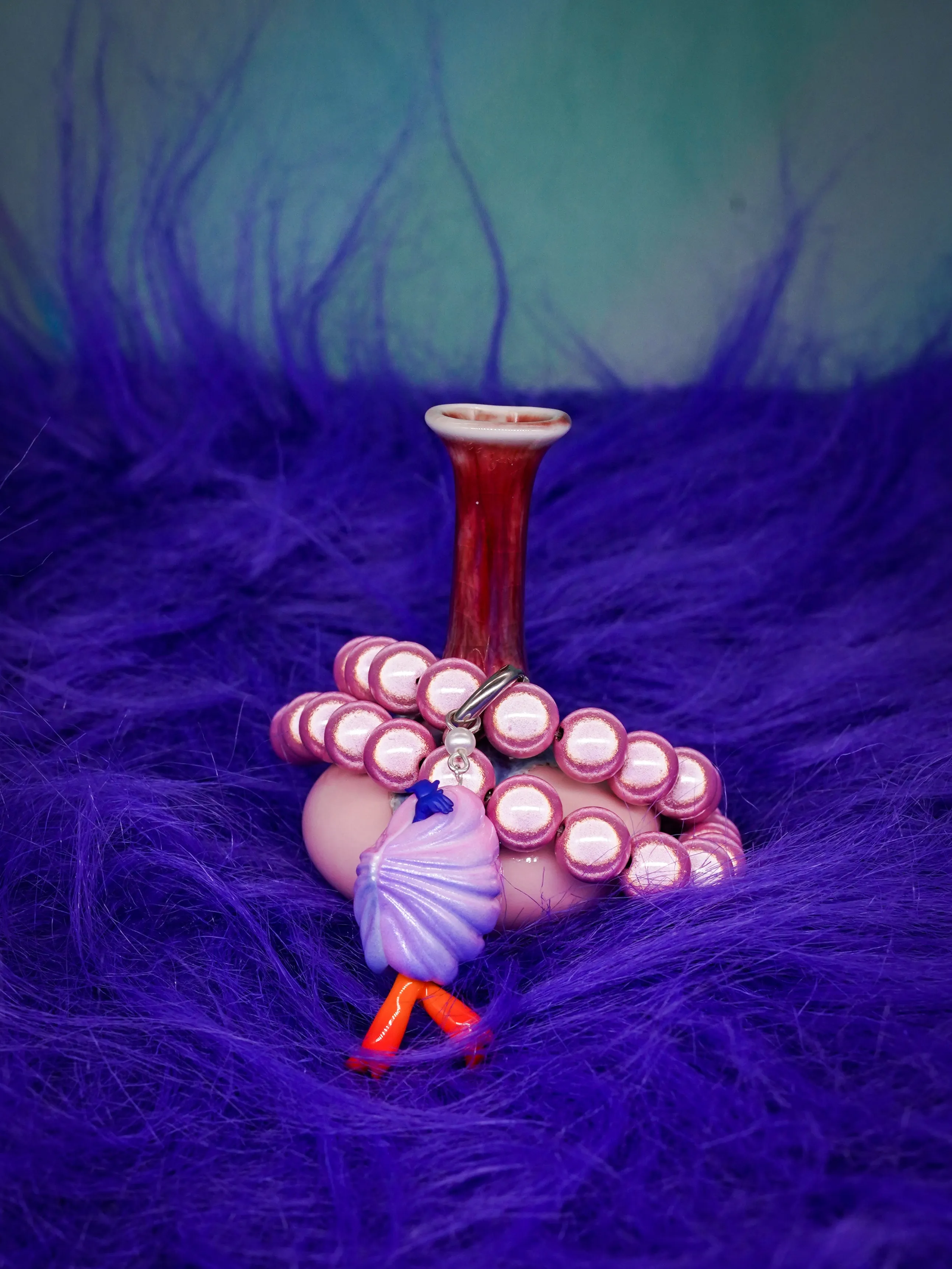 Mini shy clam fairy wild purple color necklace & earring