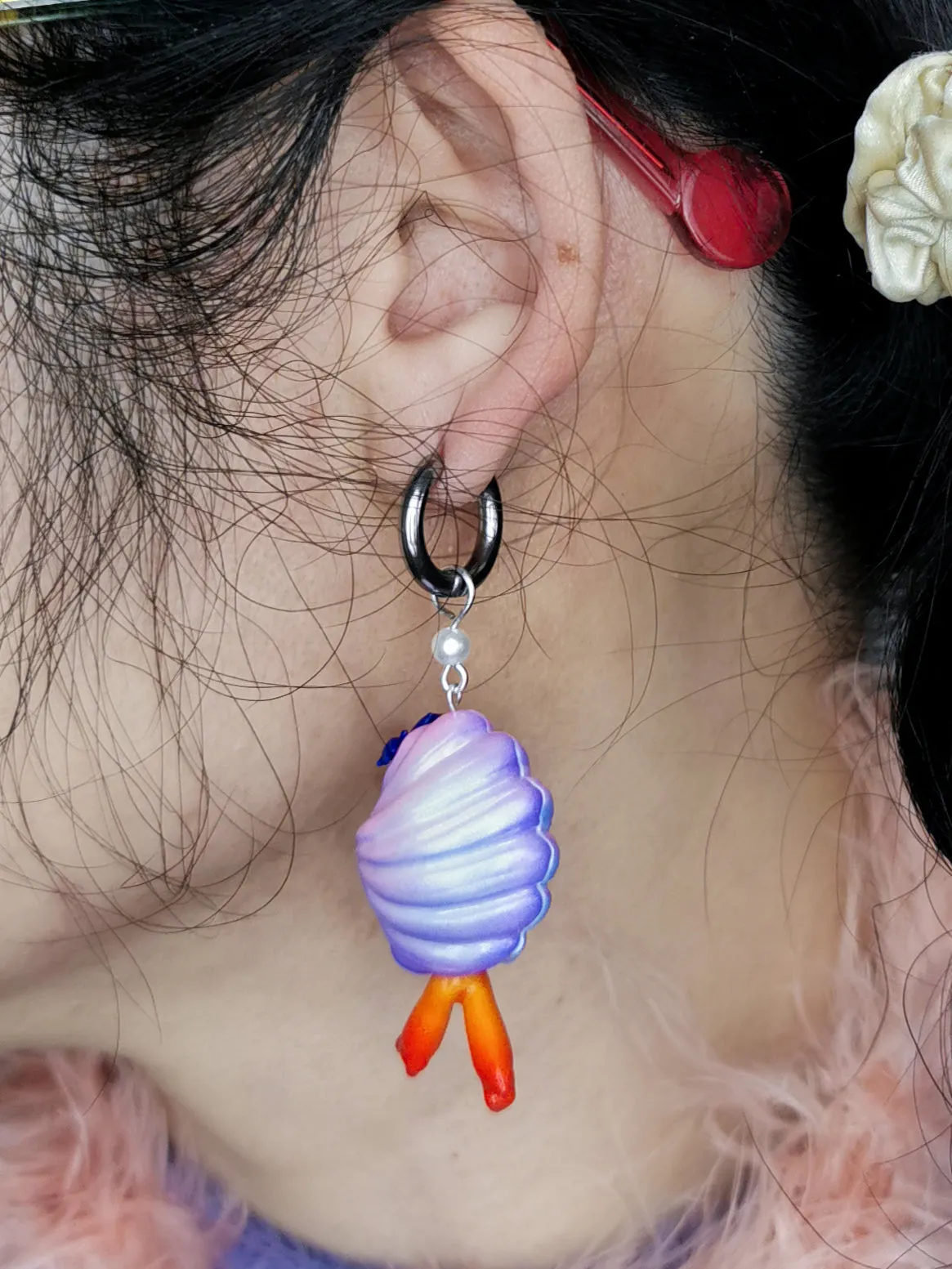 Mini shy clam fairy wild purple color necklace & earring