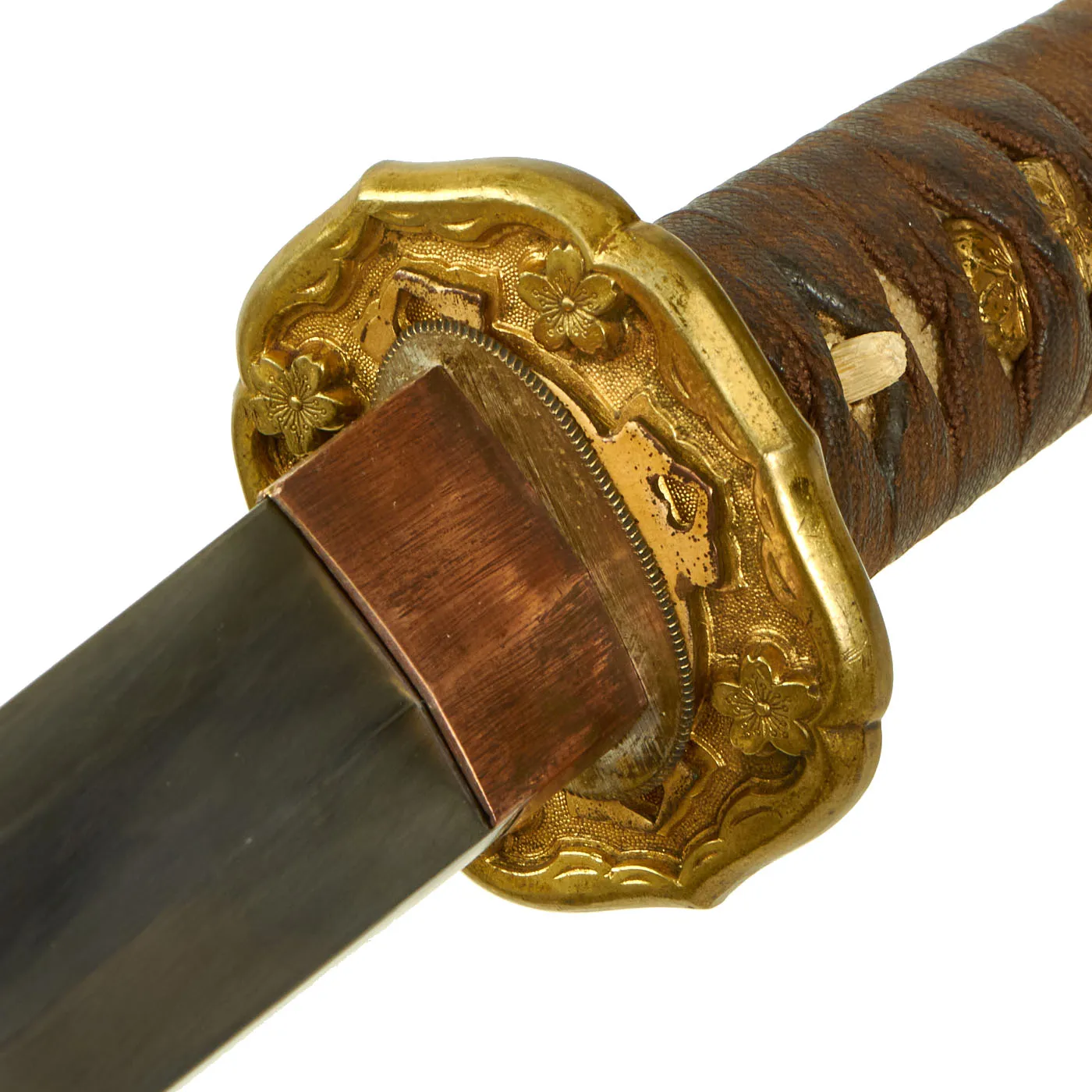 Original Japanese WWII Army Officer Type 98 Shin-Gunto Katana Sword by ICHIHARA NAGAMITSU with Scabbard & Family Crest