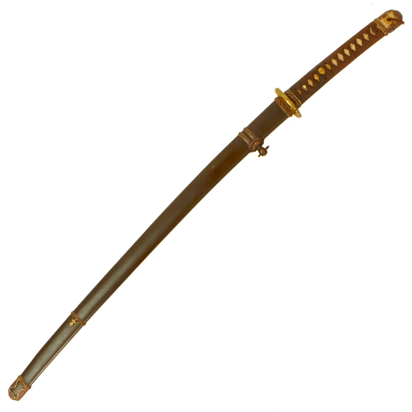 Original Japanese WWII Army Officer Type 98 Shin-Gunto Katana Sword by ICHIHARA NAGAMITSU with Scabbard & Family Crest