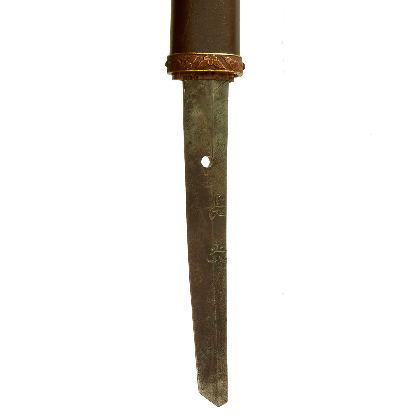 Original Japanese WWII Army Officer Type 98 Shin-Gunto Katana Sword by ICHIHARA NAGAMITSU with Scabbard & Family Crest