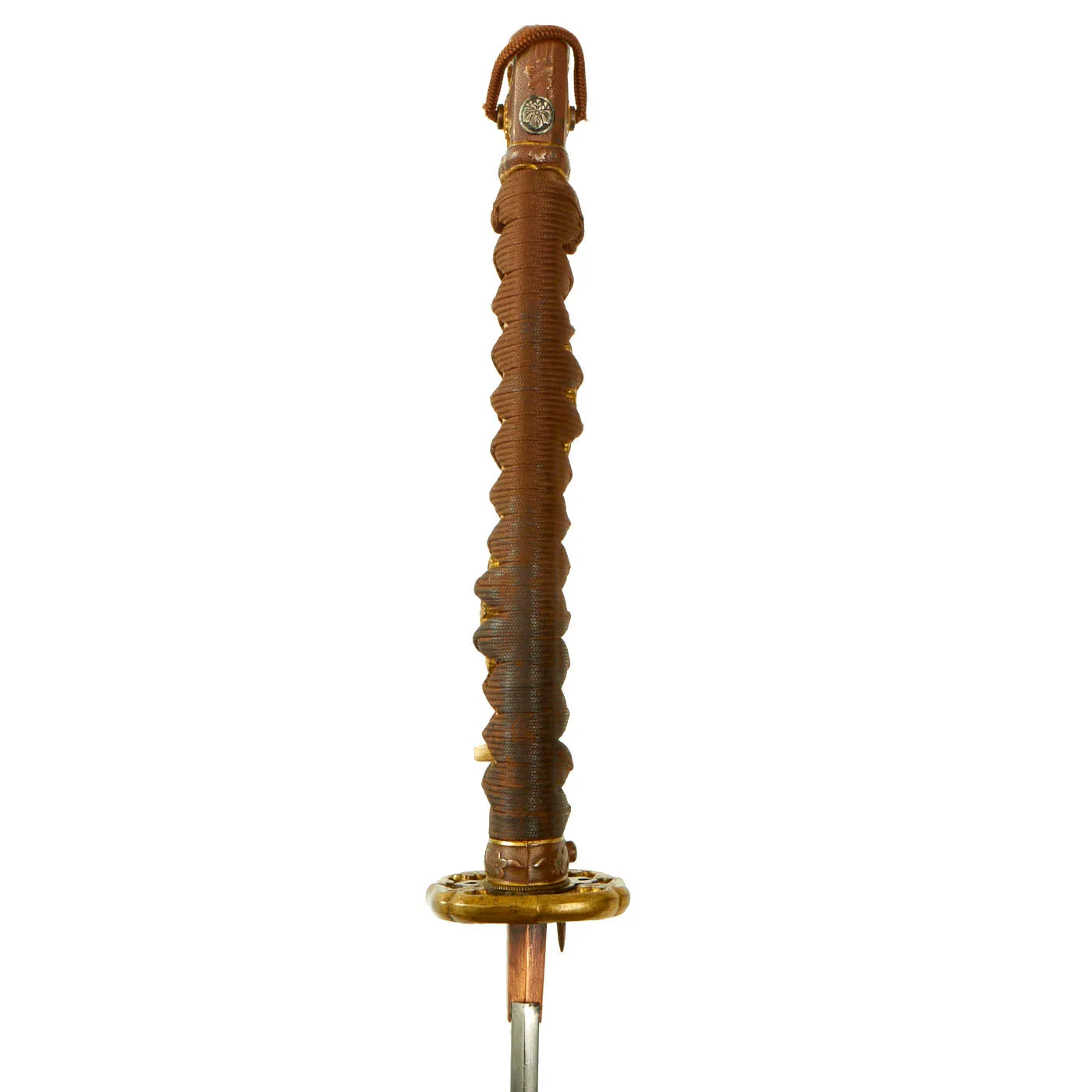 Original Japanese WWII Army Officer Type 98 Shin-Gunto Katana Sword by ICHIHARA NAGAMITSU with Scabbard & Family Crest