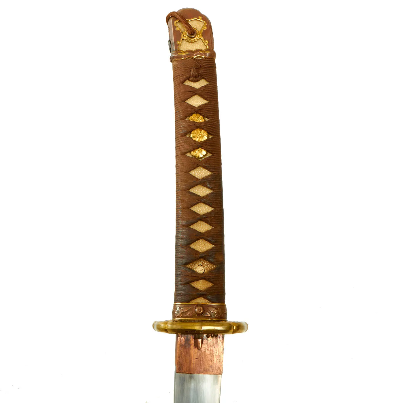 Original Japanese WWII Army Officer Type 98 Shin-Gunto Katana Sword by ICHIHARA NAGAMITSU with Scabbard & Family Crest