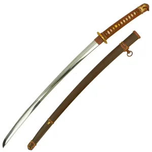 Original Unissued WWII Japanese Army Officer Type 98 Shin-Gunto Katana Sword by ICHIHARA NAGAMITSU with Scabbard