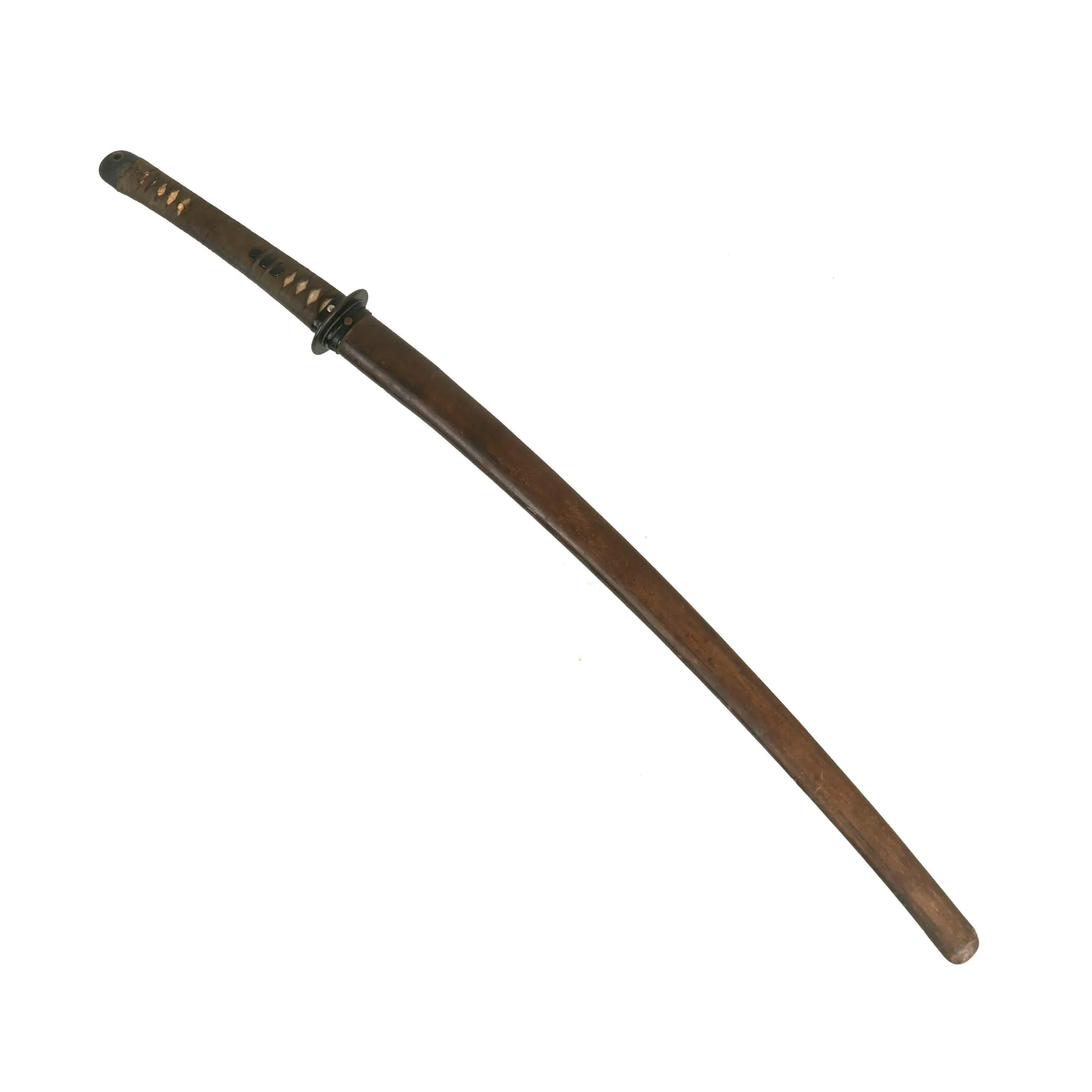 Original WWII Japanese RJT Rinji Seikishi Shin-Gunto Handmade Katana Sword by ICHIHARA NAGAMITSU with Custom Unfinished Wood Scabbard
