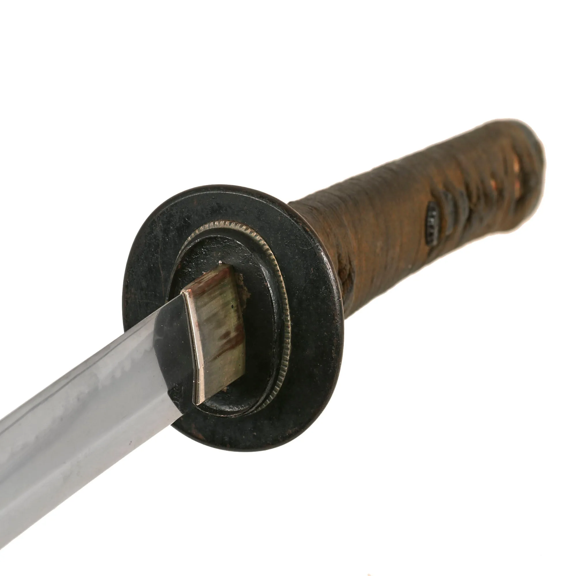 Original WWII Japanese RJT Rinji Seikishi Shin-Gunto Handmade Katana Sword by ICHIHARA NAGAMITSU with Custom Unfinished Wood Scabbard
