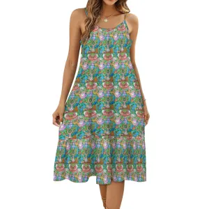Park Map Suspender Sleeveless Dress