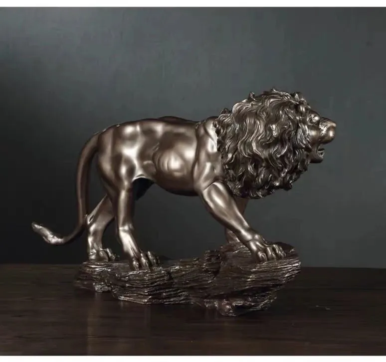 Resin Animal Statue Male Lion Craft Viking Home Decor
