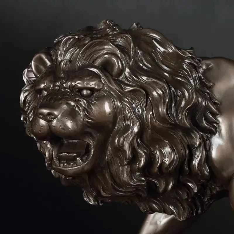 Resin Animal Statue Male Lion Craft Viking Home Decor