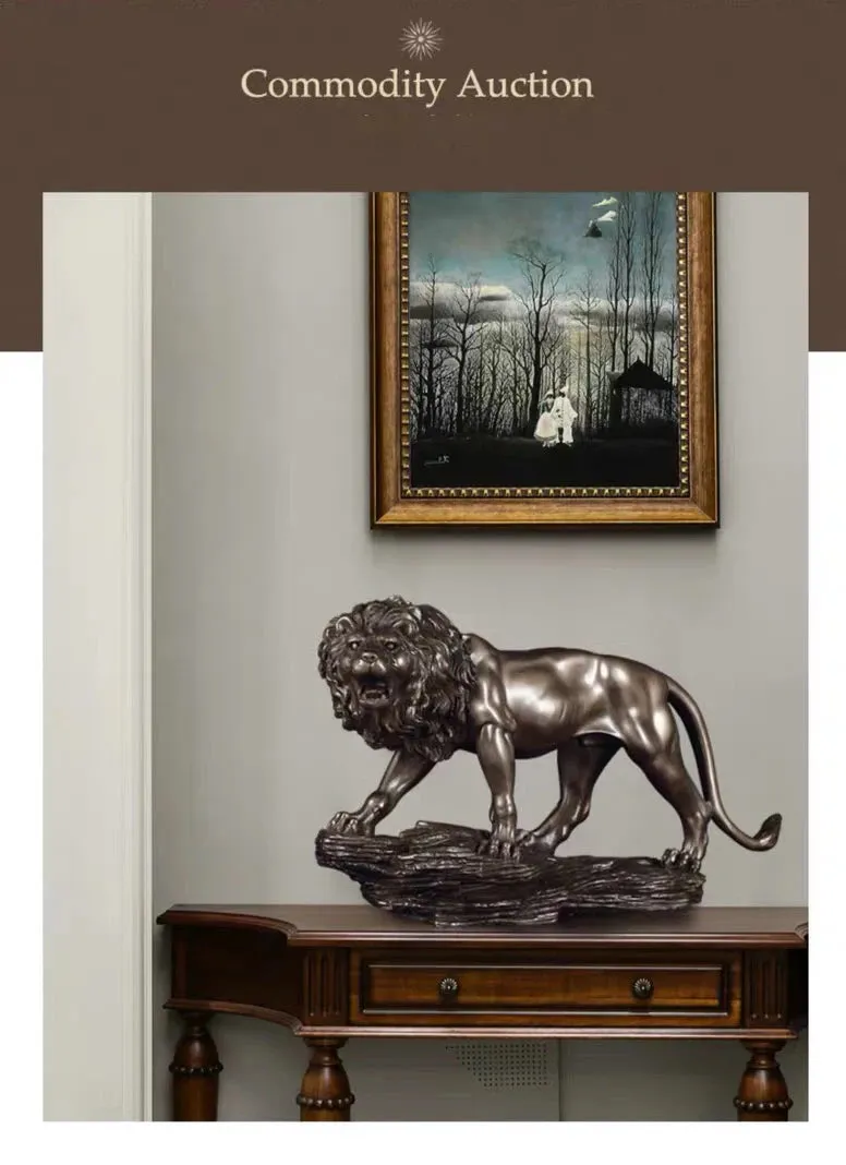 Resin Animal Statue Male Lion Craft Viking Home Decor