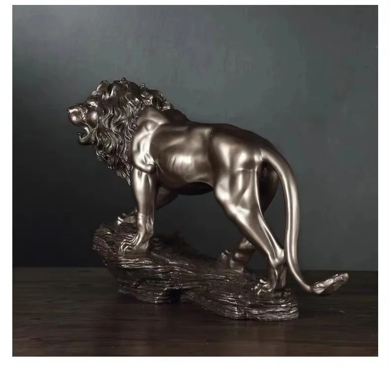 Resin Animal Statue Male Lion Craft Viking Home Decor