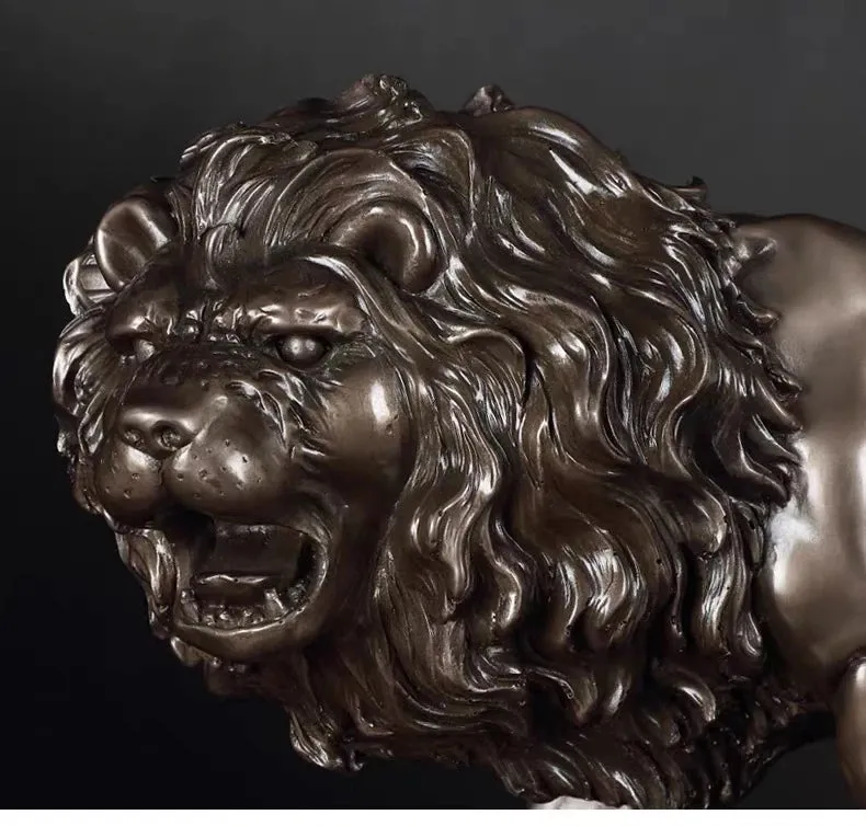 Resin Animal Statue Male Lion Craft Viking Home Decor