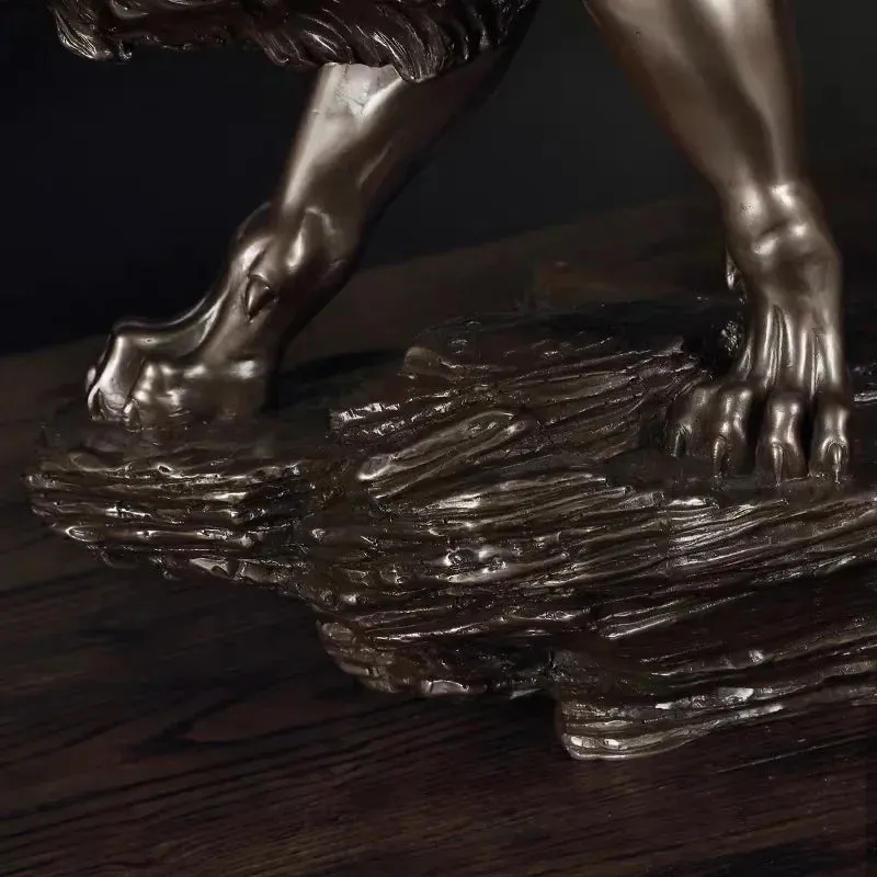 Resin Animal Statue Male Lion Craft Viking Home Decor