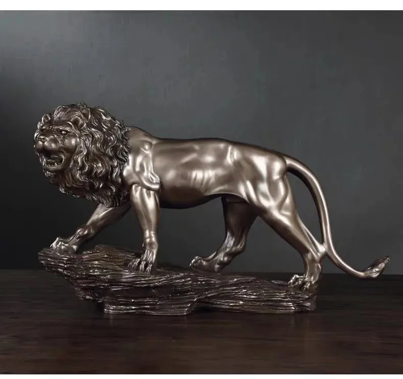 Resin Animal Statue Male Lion Craft Viking Home Decor